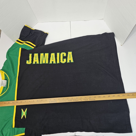 Jamaica Vintage Embroidered T-shirt Black Green Yellow Size XXL - Picture 9 of 10